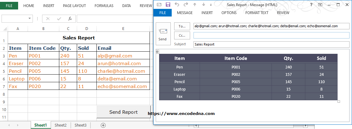 Send Emails from Excel with Table in Body