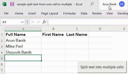 Split text to multiple cells using a simple macro