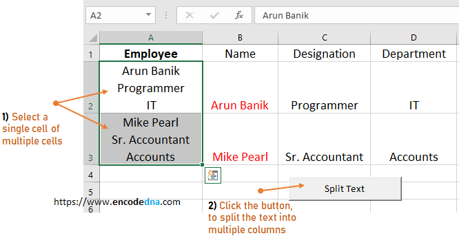 Split cell values VBA