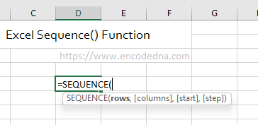 sequence function in excel