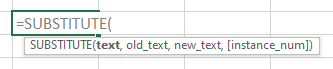 SUBSTITUTE() function in Excel