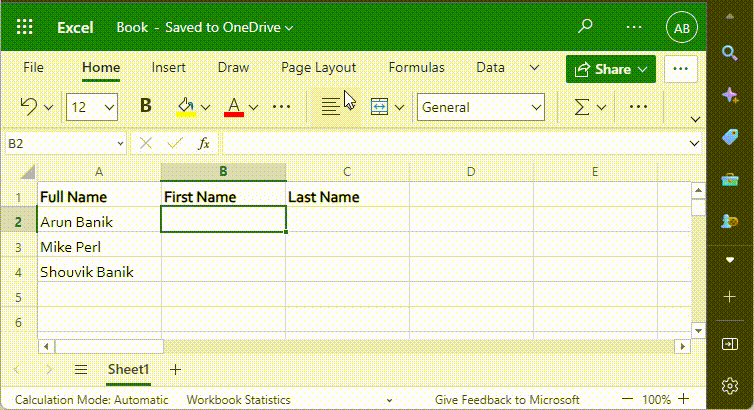 textsplit function example in Excel