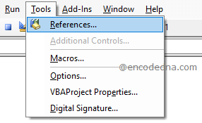 Tools reference in VBA