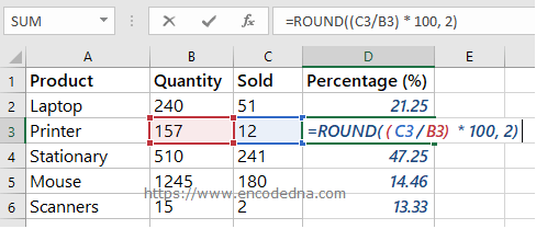 Using the ROUND() function in Excel