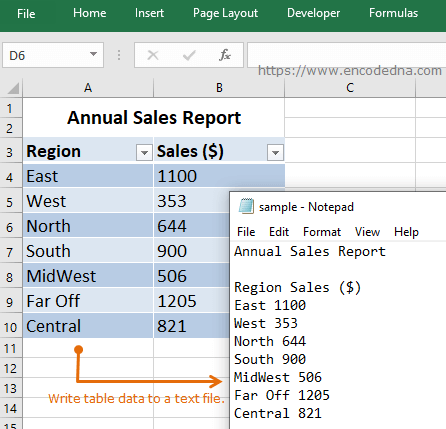 Write Table data to a Text file using Macro