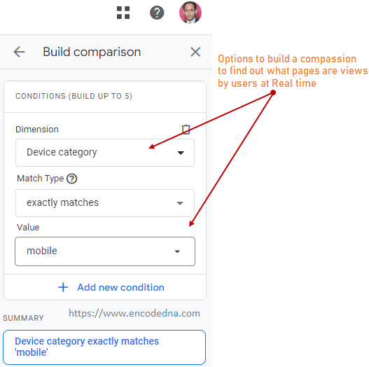 build comparison options in ga4