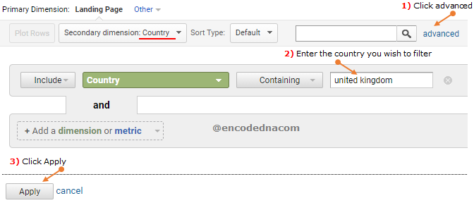 Using advanced filter in Google Analytics