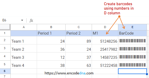 create barcodes in google sheets