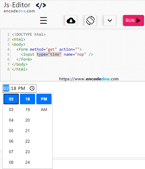 HTML5 input type time