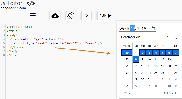 HTML5 input type week