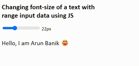 change font-size of a text with range input using javascript