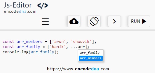 JavaScript spread operator example