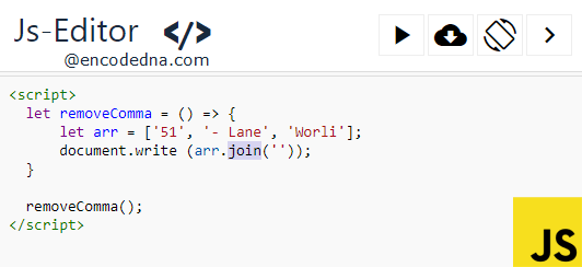 Remove Commas from Array in JavaScript