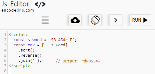 sort and reverse a string in javascript