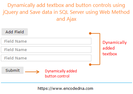 Dynamically Add Textboxes and Button using jQuery and Save Data to Database using Asp.Net Web Method