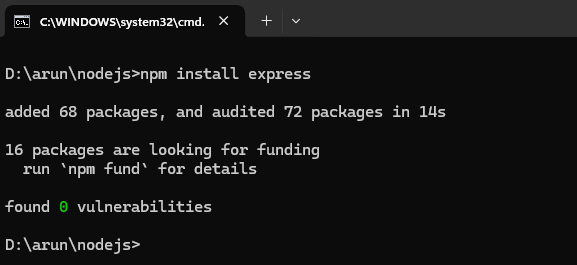 Install express using npm Install express using npm