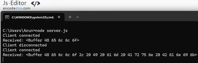 websocket server response using nodejs