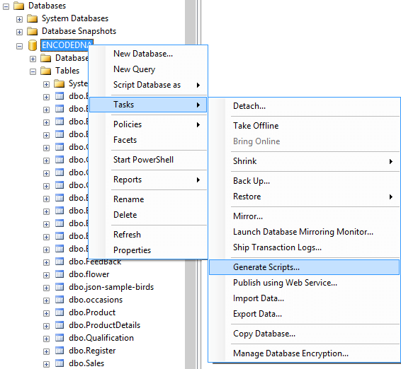 Generate Scripts in SQL Server