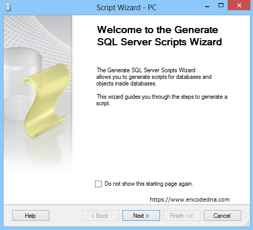 Generate Scripts Wizard in SQL Server