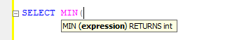 Using MIN Function SQL Server
