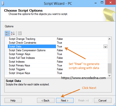 Generate scripts with data in SQL Server