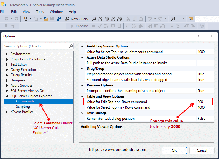 Edit more than 200 rows in SQL Server Management Studio