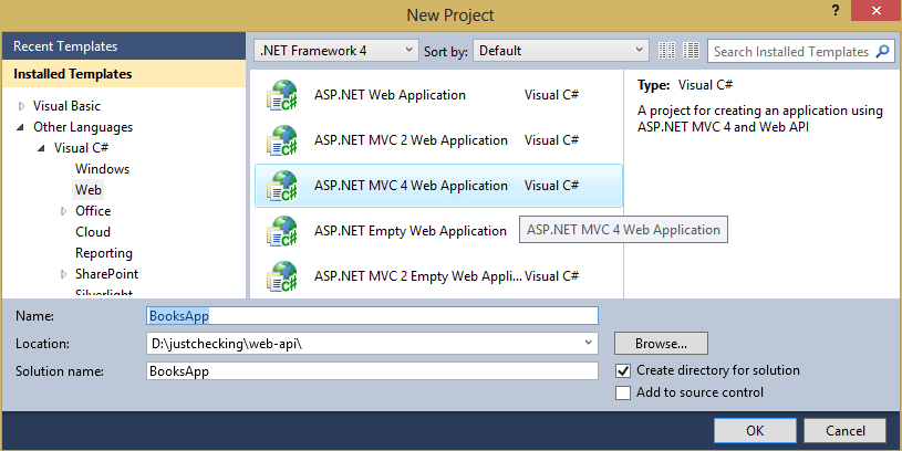 New MVC4 Project in Asp.Net