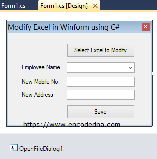 Using WinForm to Select and Modify Excel Data