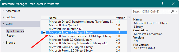 Microsoft Excel 12.0 Object Library reference