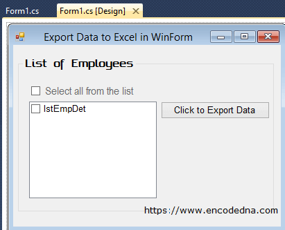 Win Forms export data to excel